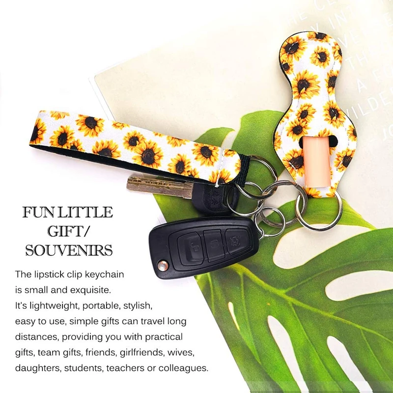 RTS neoprene lip gloss keychain chapstick holder keychain wristlet