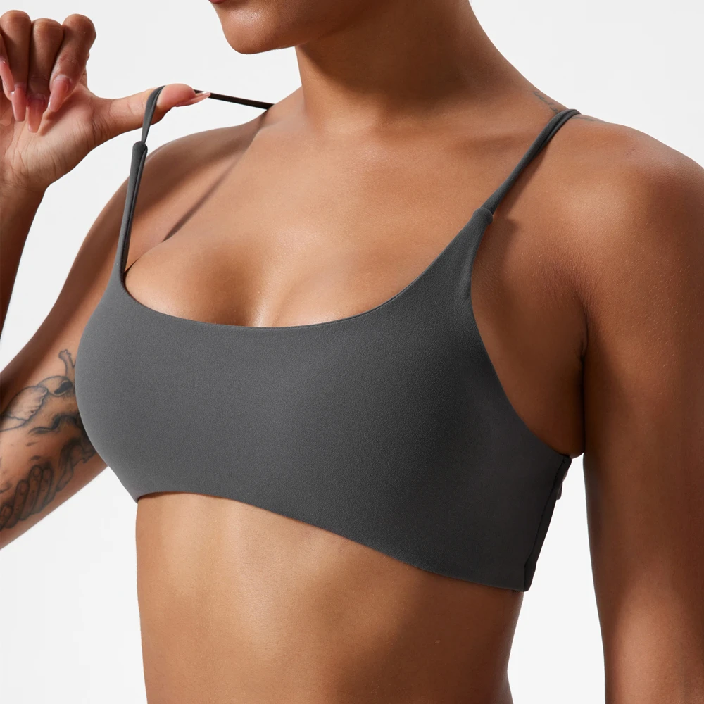 Sexy Soft Gym Fitness Wear Athletic Clothing Women Cross Back Backless Sport Bras Padded Workout Yoga Crop Tank Top