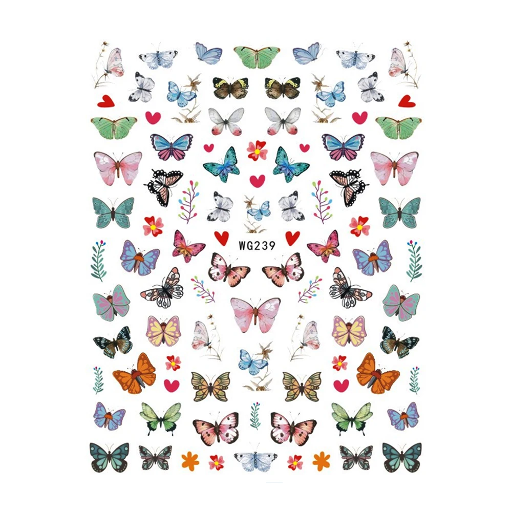 WG216- 316  Hot-sale design Nail Water Stickers Spring Simple Flower  flower  Leaves  animal Decals Slider DIY