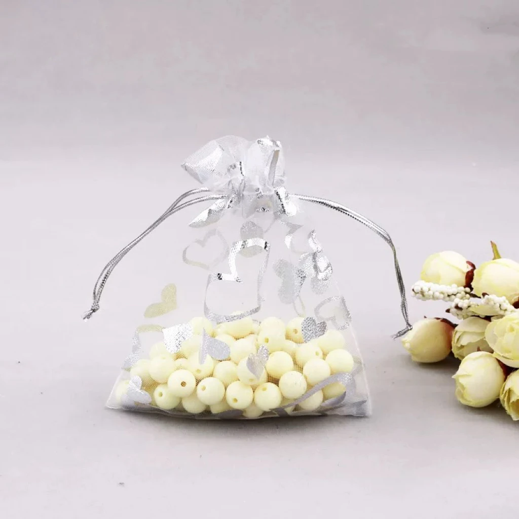 Organza Pouch Gift Bag Colorful Printed Small Drawstring Custom Organza Bag