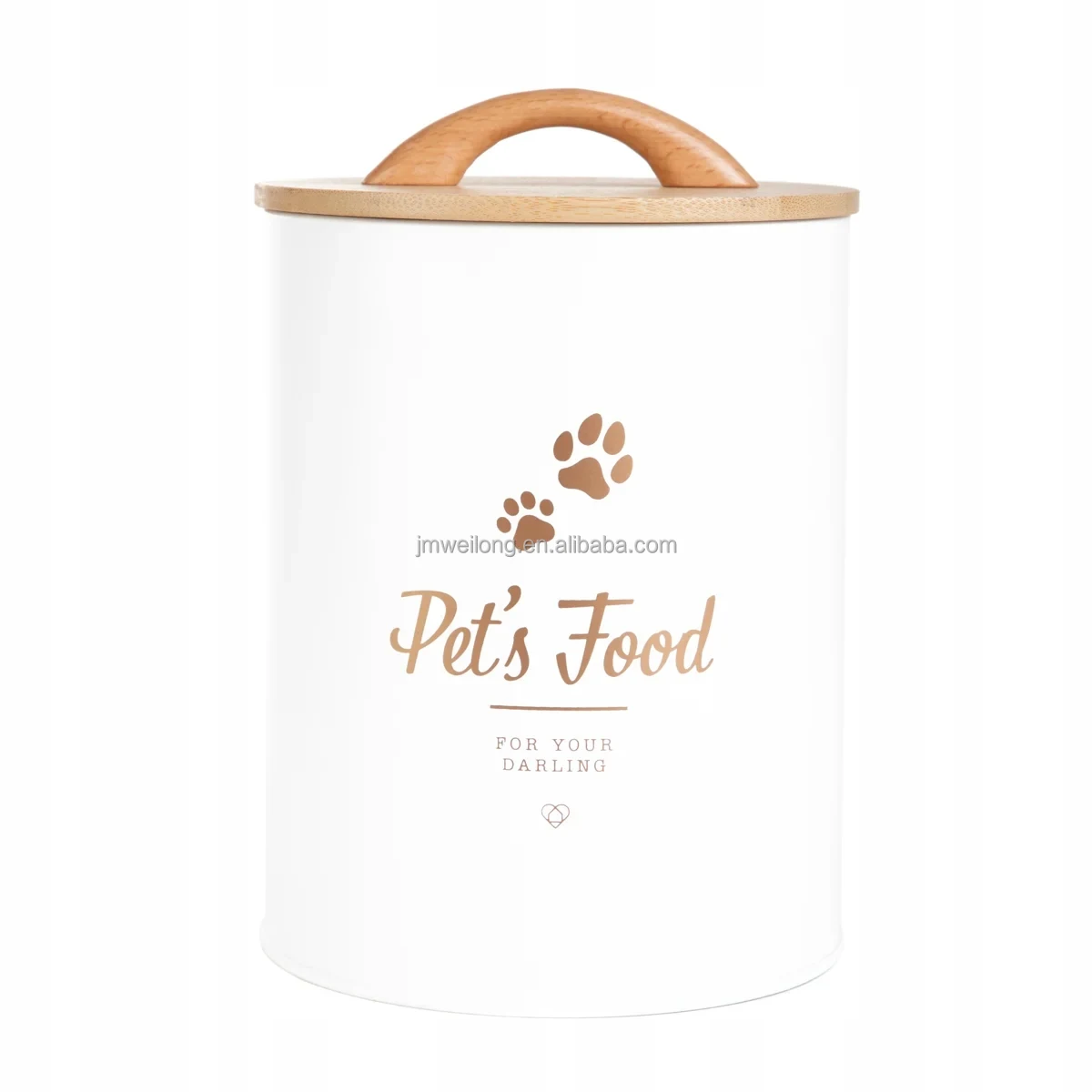 Home Metal Dog Food Storage Container Bamboo Lid Vintage Design Pet Food Cat Treats Storage Box Tin Jar With Airtight