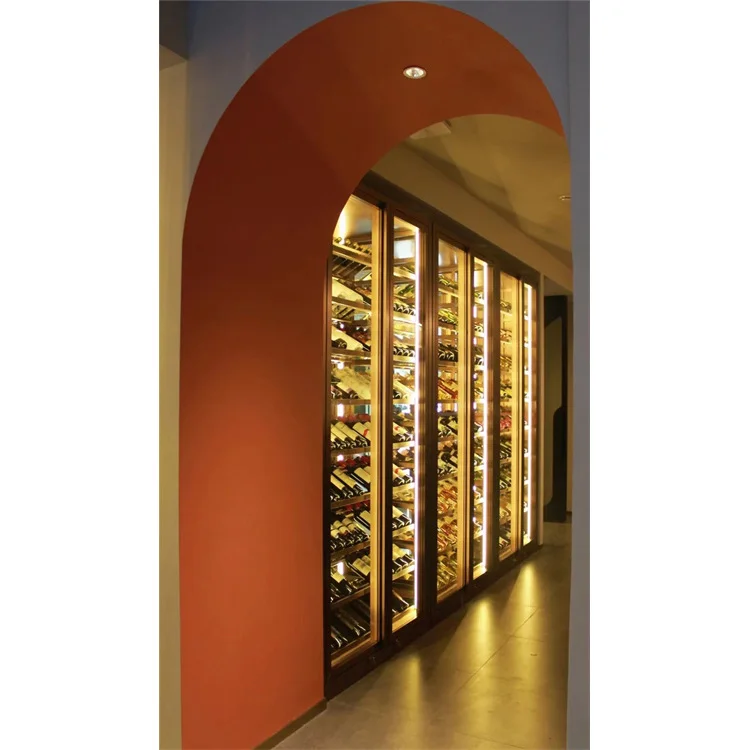 Custom wine display cellar air conditioner temperature control stainless wine cabinet