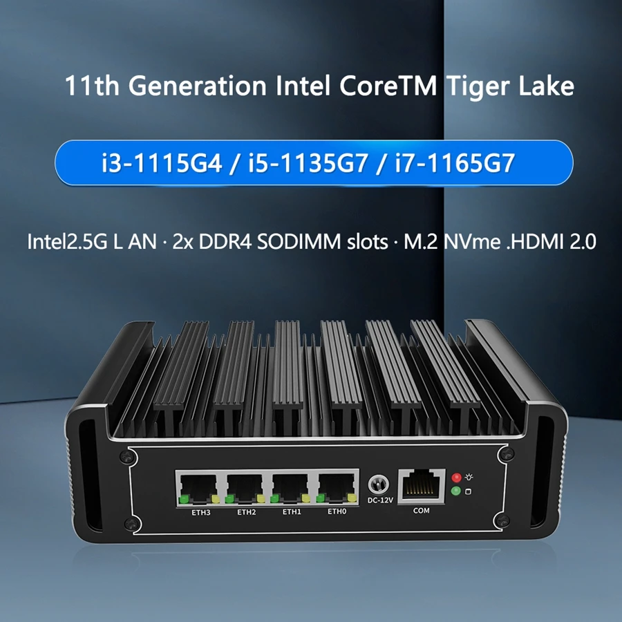 Quad Core J4125 N5100 N100 N305 ES 4LAN 2.5G Intel I226 NIC 4K HD Linux Fanless pc Mini Computer Pfsense Router Server Firewall