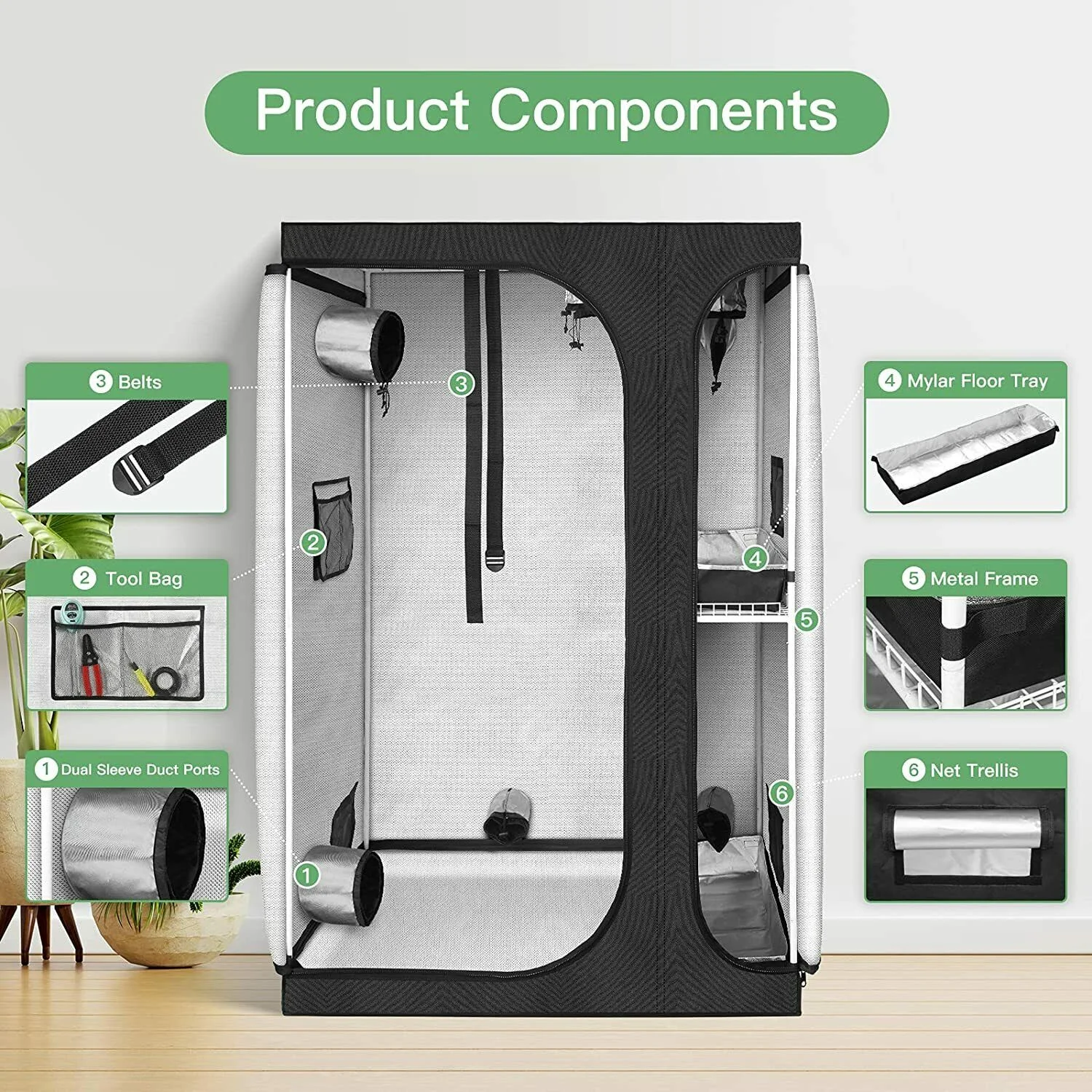 Orientrise Home Growing Tienda De Cultivo Grande Grow Tent 2 in 1 Single-Span Greenhouses