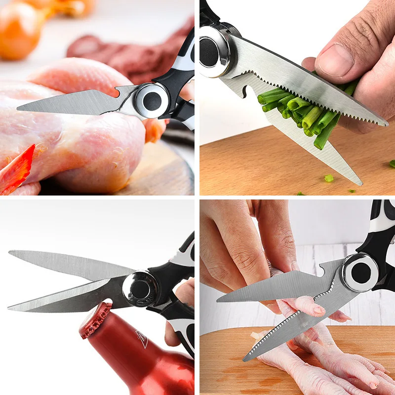 Heavy Duty Stainless Steel Cooking Sharp Shears for Cutting Meat Food Fish Poultry Multipurpose Kitchen Scissors