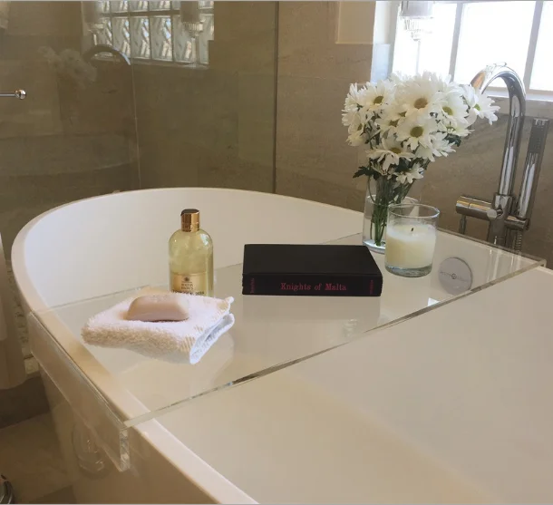 Luxury Bathroom Clear Bathtub Caddy Trays Acrylic Bathtub Tray
