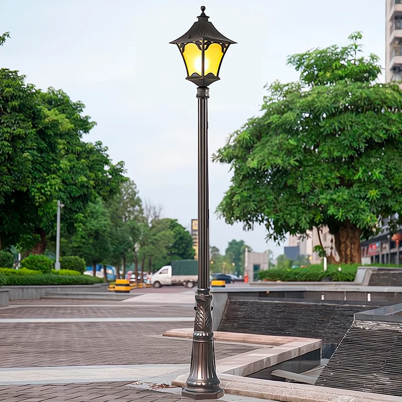 DAWN Outdoor Decorative Street Light Pole Waterproof Exterior Lamp Post Lantern Antique Aluminum Garden Lamp Poles