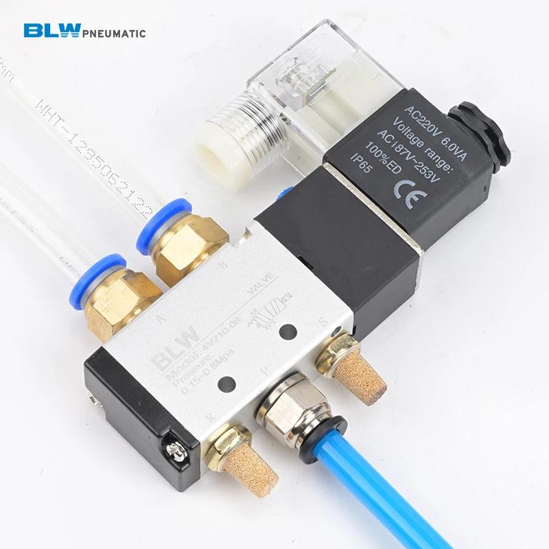 4V210-08 5/2 way electric coil pneumatic air control solenoid valve