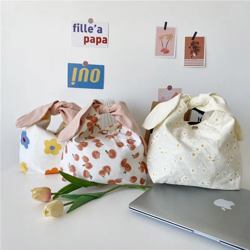 Big Capacity Eco Friendly Cotton Thermal Anime Kids Prints Insulated Bento Lunch Bag For Children Kids School