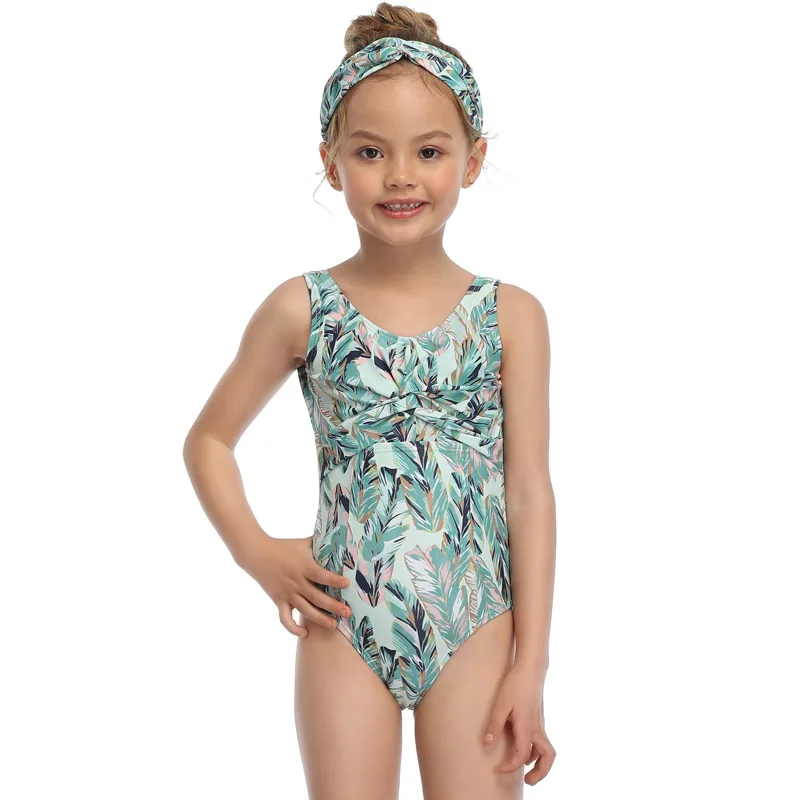 
2021 Hot Selling Girl One Piece Swim Suit Printed Bathing Suits Toddlers Kids Beach Wear 