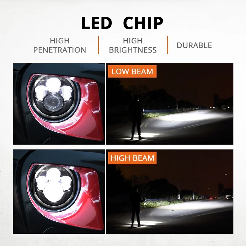 7inch Led Headlight Hi/Low Beam Light Signal Halo Angle Eyes DRL Headlamp For Jeep Wrangler Off Road 4x4 suzuki samurai