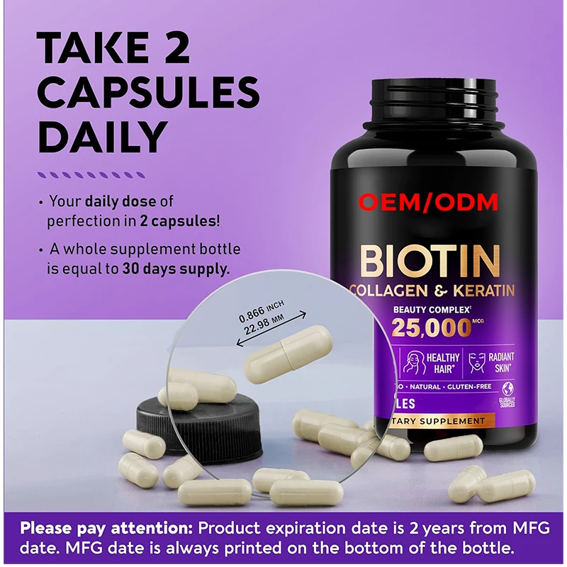 60 Capsules Collagen Keratin Vitamins Biotin for Hair Growth Support Supplement for Women with Hyaluronic Acid