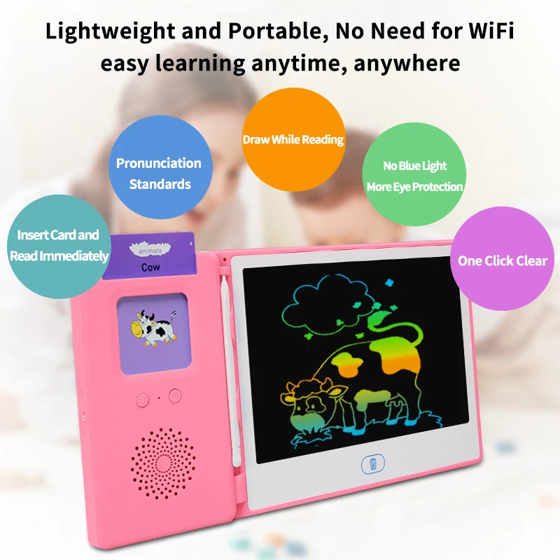 Flash Cards/Cognitive Cards 8.5 Inch Digital Writing Pad For Kids Talking Flash Cards Preschool Educational Machine