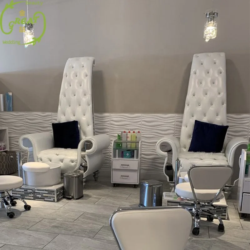 White and gold egg shape smart beimeng luxury modern nail salon stool for sale hot pink high back sink wooden pedicure chair