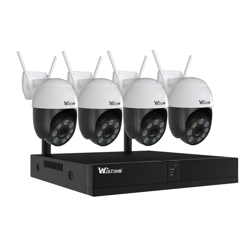 Wistino 4MP Two Way Audio Wireless Nvr Colorful Night Vision Cctv Camera 4ch PTZ Wifi Kit Plug And Play Cctv System Kit