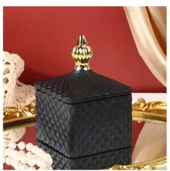 BESTSUN wholesale 8oz  black empty square Geo cut candle vessels with glass lid cube embossed glass candle jar for candle making