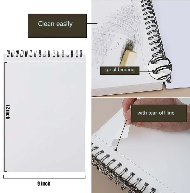 LISI 100 Sheets  68lb/100gsm  Acid Free Artistic Paper Sketch Pad Sketchbook For Kids Adults Beginners Artists Drawing