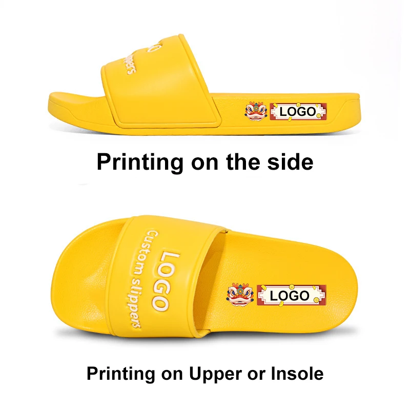 Custom Embossed Logo Women Men Slides Footwear Custom Printed PVC Slides Slipper Sandals Logo Printed Plain Slides Sandals