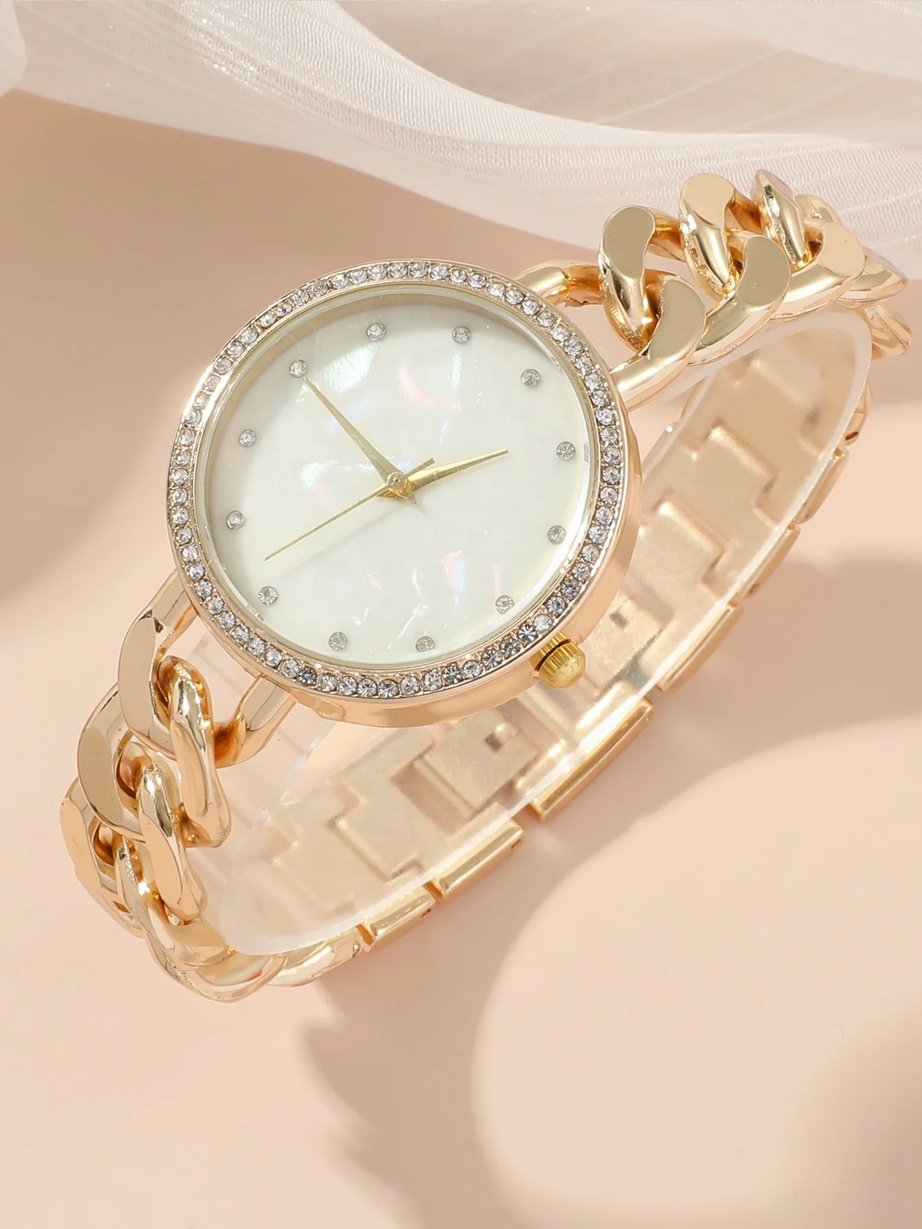 Fashion 6 PCS Jewelry Watch Gift Set Quartz Lady Watch Set Bling Hip Hop Diamond Women Watch Set