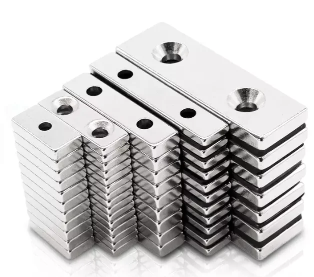High Quality Customized Industrial Permanent Strong Rectangular Pot Channel Square Neodymium Magnet N52 Countersunk Hole Block Magnet