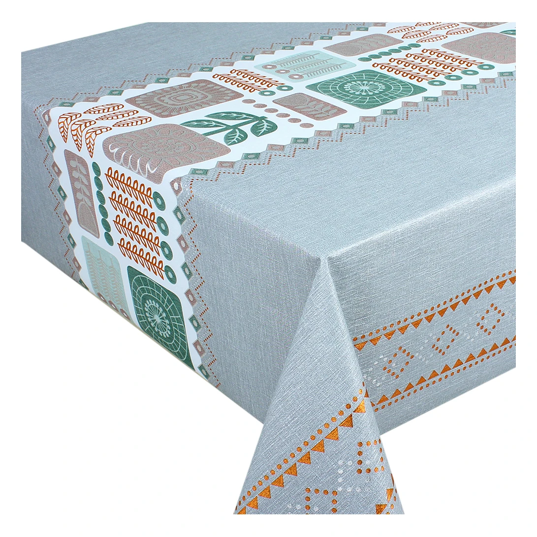 Wholesale Waterproof Transfer Golden Printed Oilcloth PVC Tablecloth Rolls