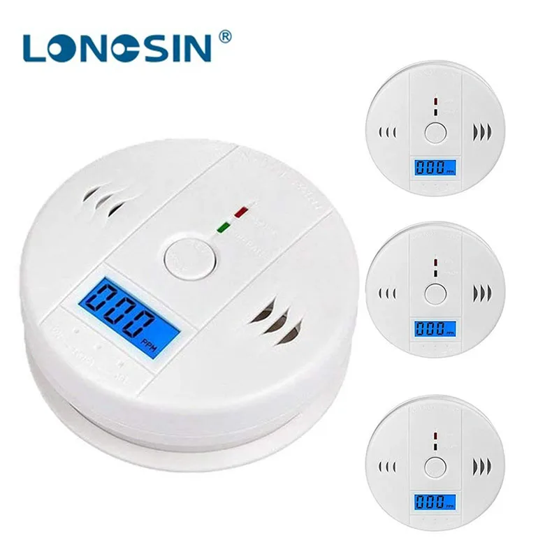 LS-858-4P LCD Display Carbon Monoxide Detectors 3 AA Battery Powered CO sensors alarm CO leakage alert CO level display