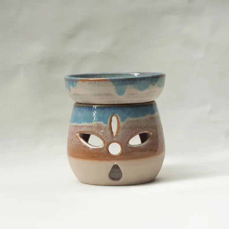 UOBOBO Tea Pot Ceramic Oil Burner Tea Light Lamp Oil Burner Aromatherapy  Wax Melt Oil Burner