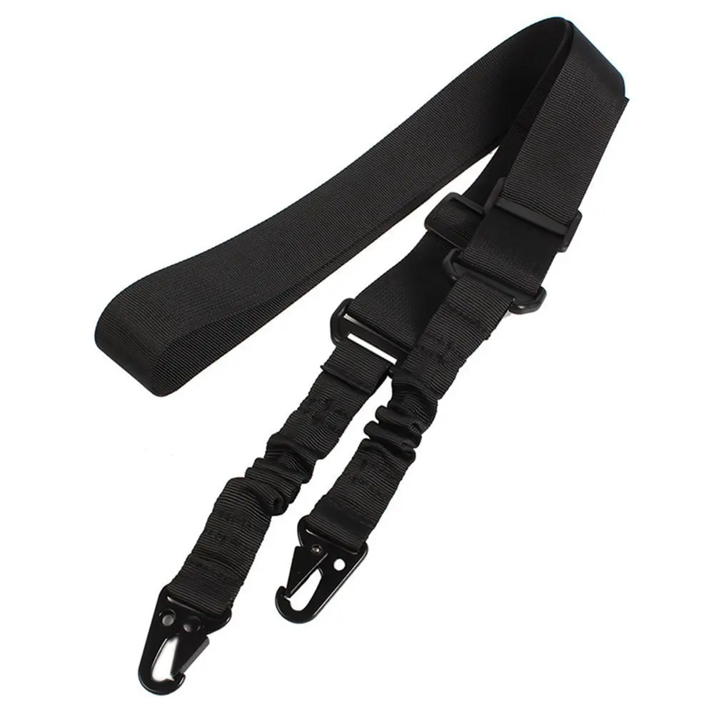 Two Points Gun Sling With Length Adjuster Traditional Sling With Metal Hook For Outdoors Black