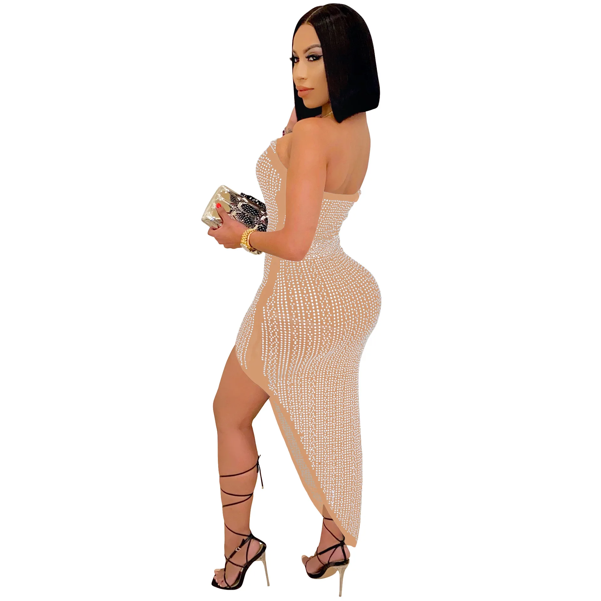 
Body Woman Sheath Sequin Dresses Sexy Outfit Ladies Vintage Designer Clothes Femme Elegant Party Night Accessories 