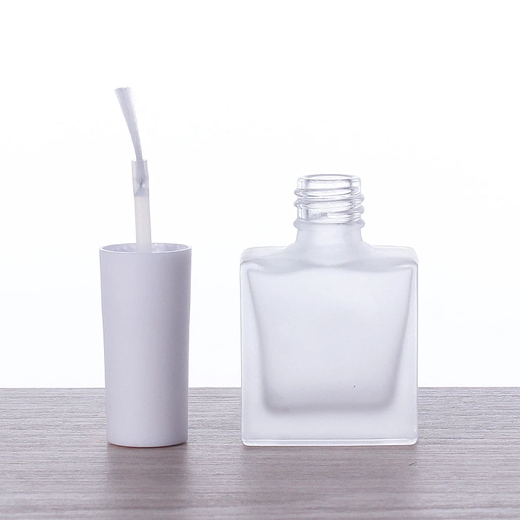 custom scrub design 10ml empty nail uv gel glass bottle square nail polish bottle with cap and brush