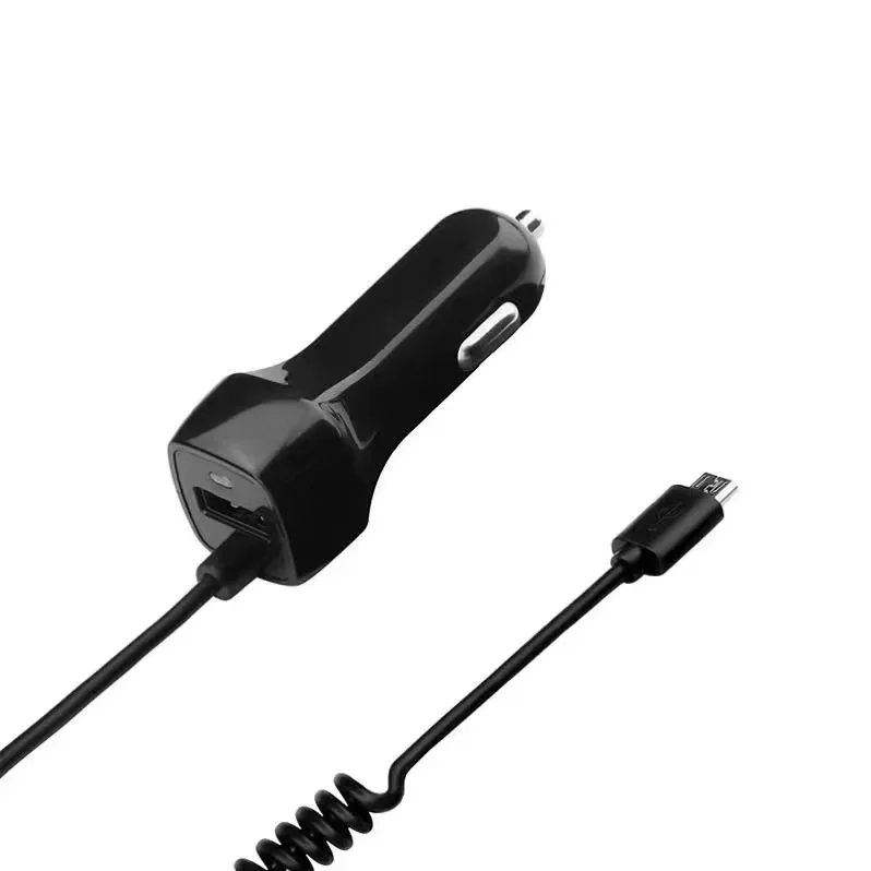 Phone USB C Car Charger Fast Charging  Port Car Adapter With 3ft Coiled Cable