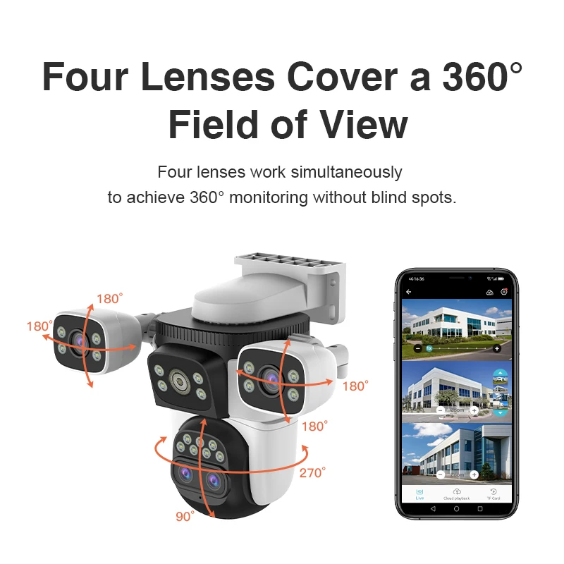Vstarcam CS621ZS 12MP Wi-Fi наружная камера 360 Ptz четыре объектива Multi 10X зум Автоматическое отслеживание безопасности Беспроводная сетевая видеонаблюдения