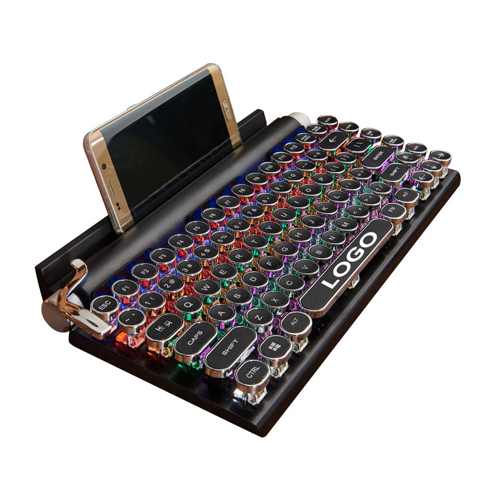 Typewriter OEM ODM Custom Punk Gaming Keyboard Gaming Keyboard Gaming MechanicalKeyboard For Smart Phone Tablet Mac