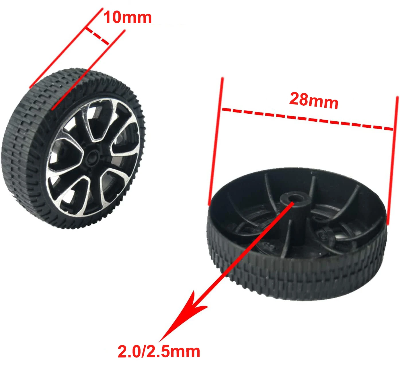 Premium 28mmx10mm Plastic Toy Car Tires Molded Small Toys Spare Complete Parts Accessory Wheels