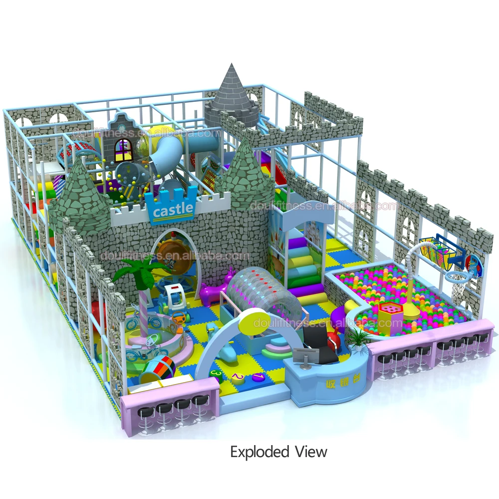 Dream customizable giant 150sq.m play area 4 levels castle theme indoor maze playroom playground equipment for kids