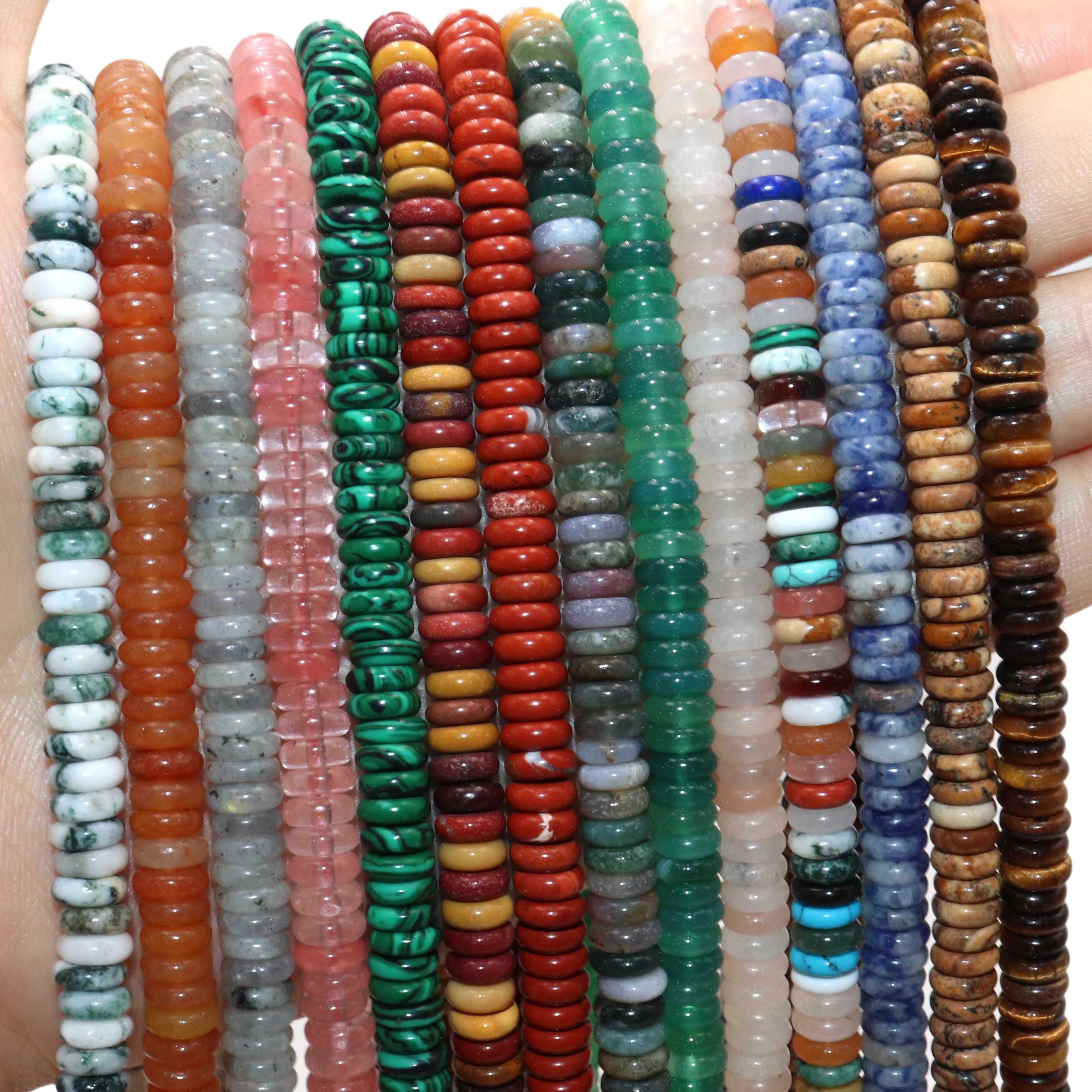 Wholesale 100% Natural Colorful Stone Spacer Loose Flat Beads Gemstone Strand For DIY Jewelry Making Charm Bracelet Necklace