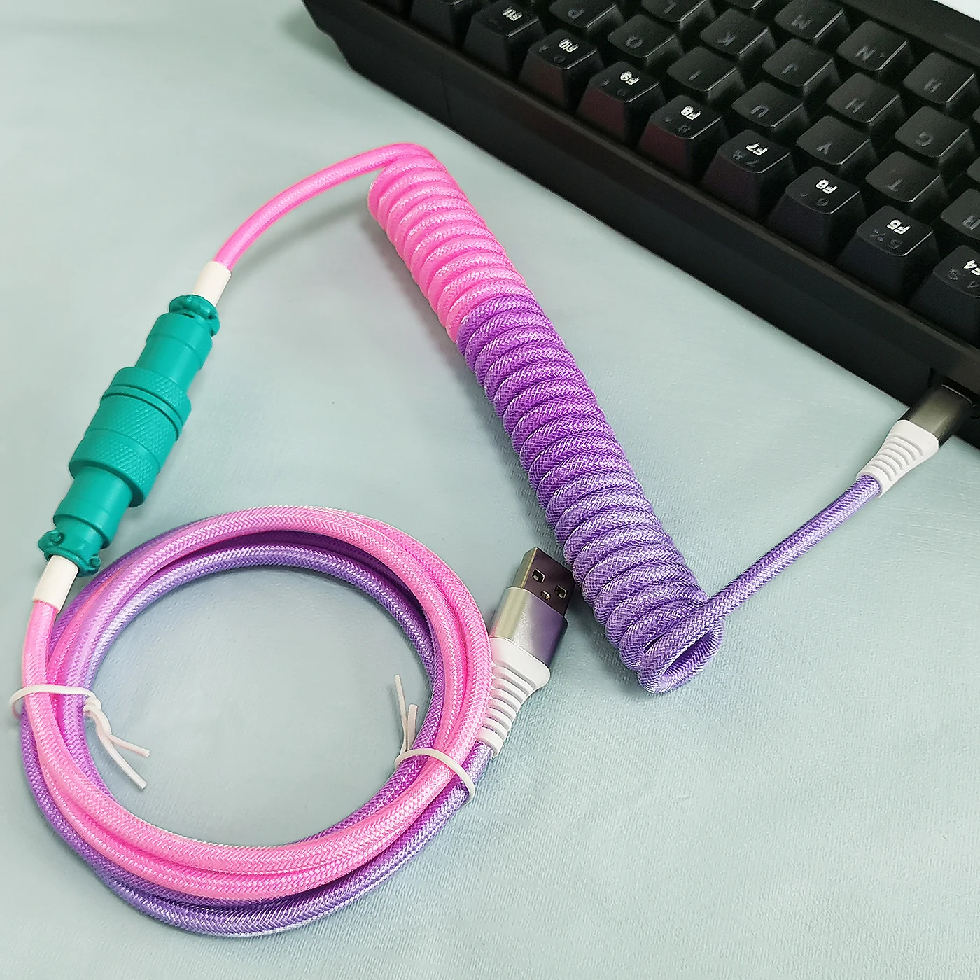 5A fast charging data transfer spiral coiled mechanical keyboard cable, curled computer keyboard kable
