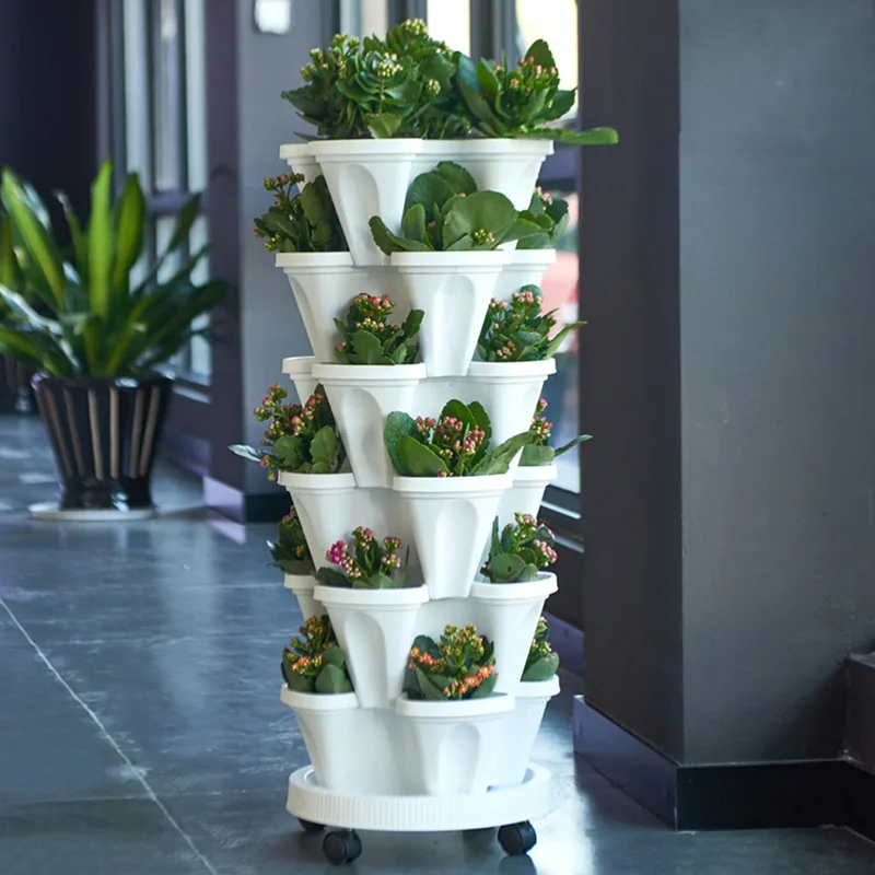 OXGIFT Wholesale move three-dimensional strawberry plant growing plastic flower pots & planters