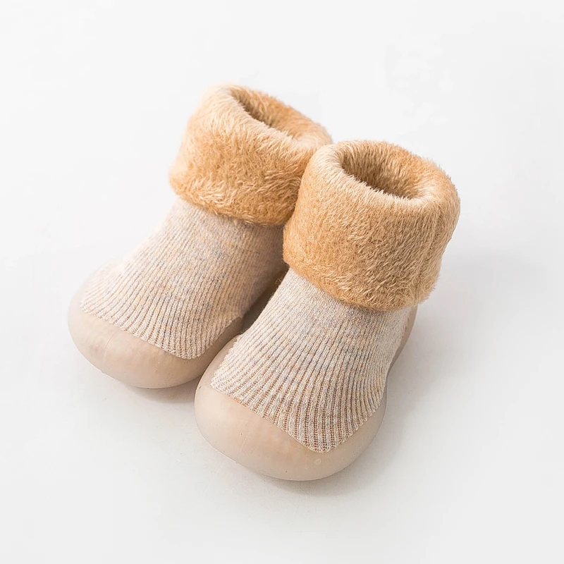 Non-slip soft baby rubber sole shoes terry cotton snow socks