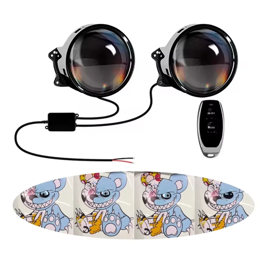 LED Dynamic Car Headlights 12-36V Car Demon Eye Headlight Remote Control Car Devil Eyes Headlight Retrofit Kit Auto Accessories