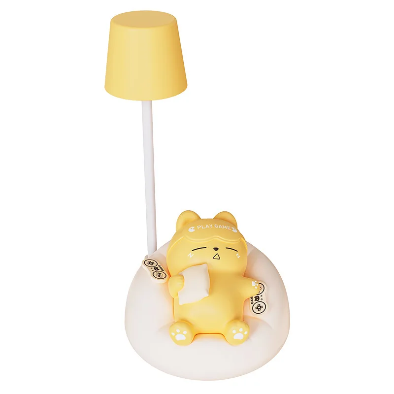 Wholesale Cute Sleeping Cat Pat Night Light Bedroom Bedside 3-speed Adjustable Eye Protection Ambient Lamp