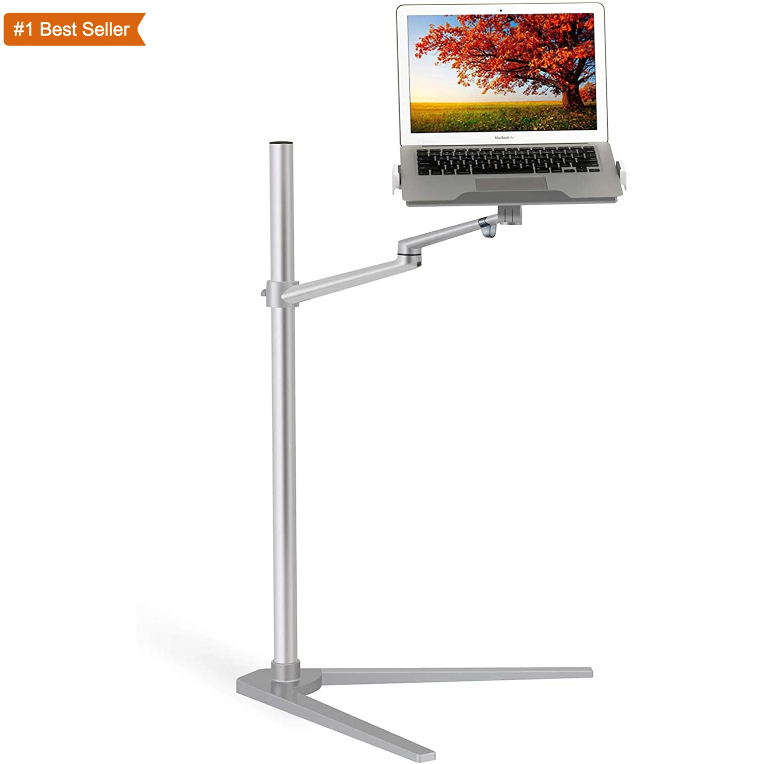 Jumon Adjustable Floor Aluminum Tablet Stand Metal Silver Stand For Tablet Cell Phone Holder Universal Laptop Tripod Floor Stand