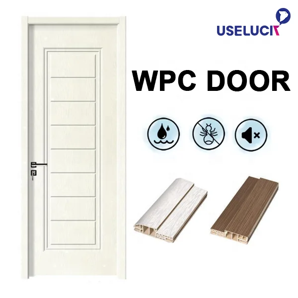 Elegant WPC PVC Door Wooden Design Pictures Paint Colors for Room Indian Teak Best New House Main Door Wood Readymade Door Price