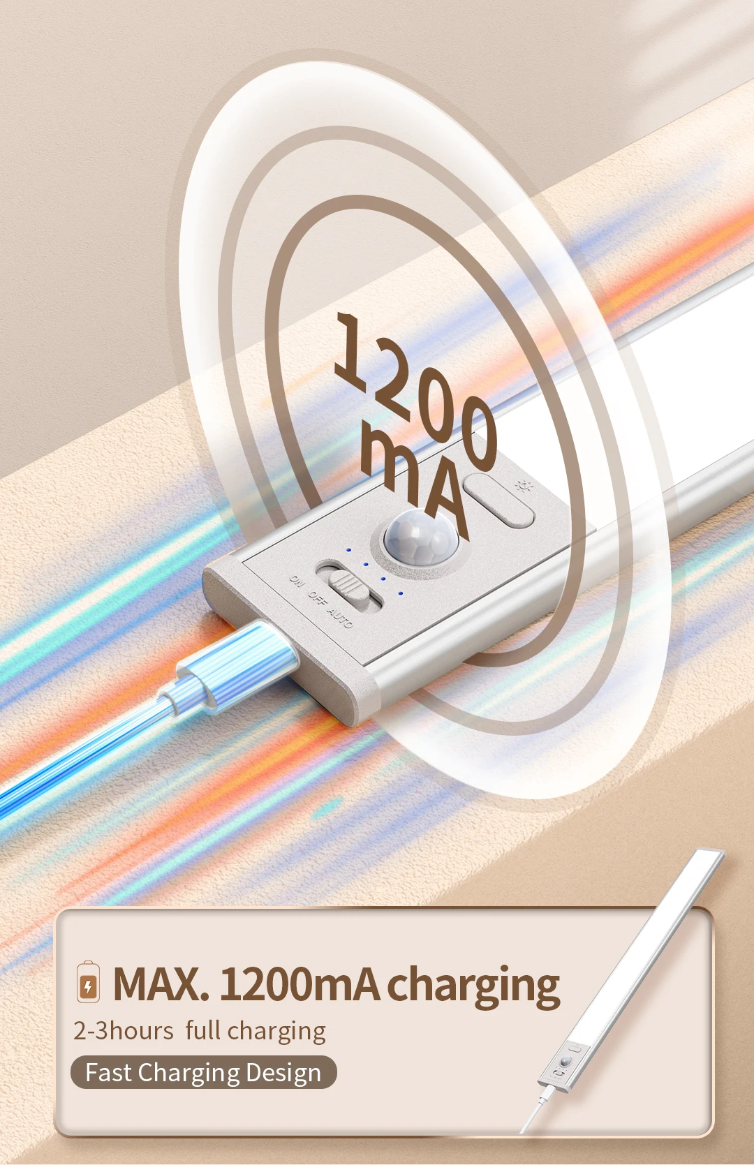 White Modern Rechargeable Battery Power Identified Pir Motion Sensor Portable Led Under Cabinet Light