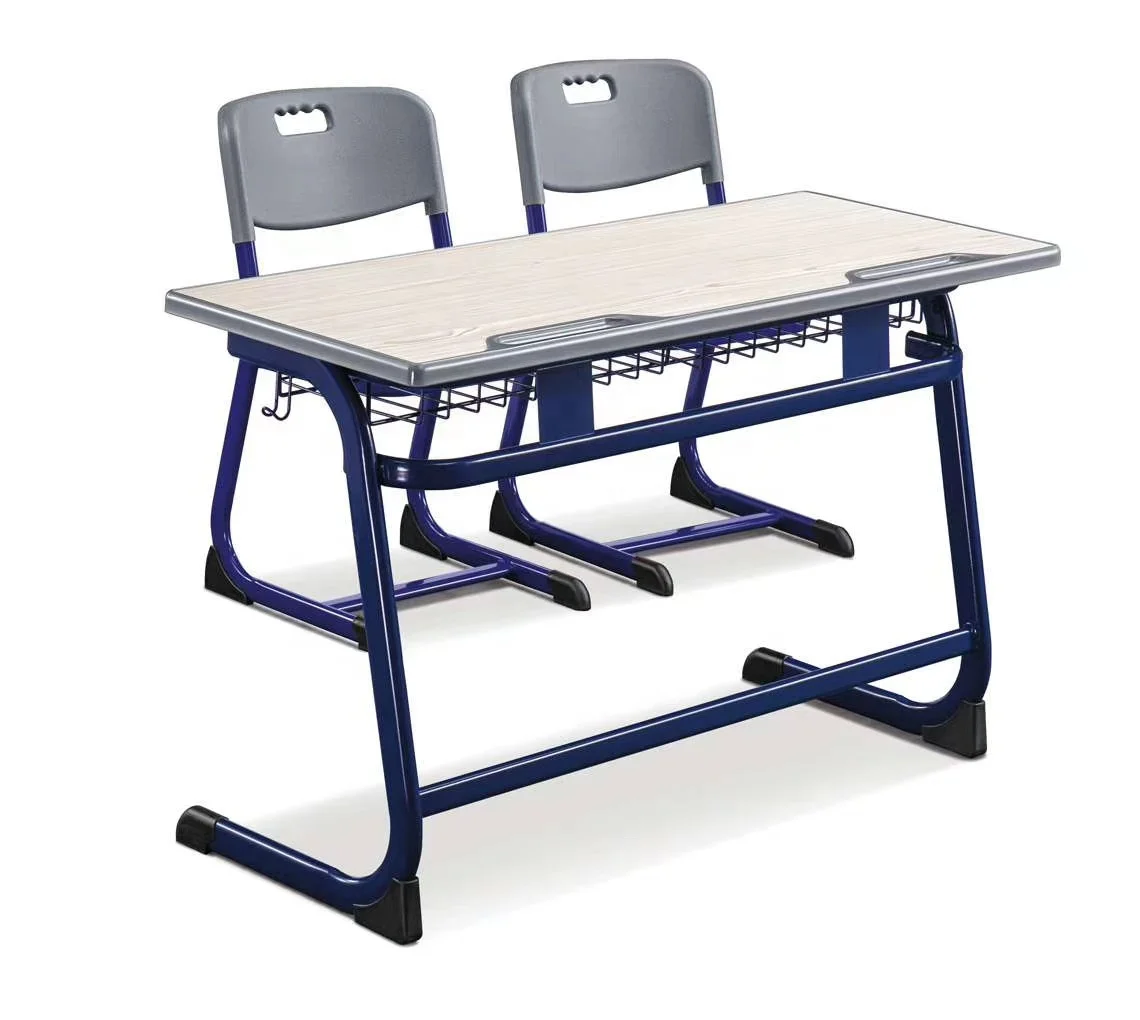 OEM Custom College University Furniture Manufacture Wooden Student Desk And PP Plastic Chair Sets