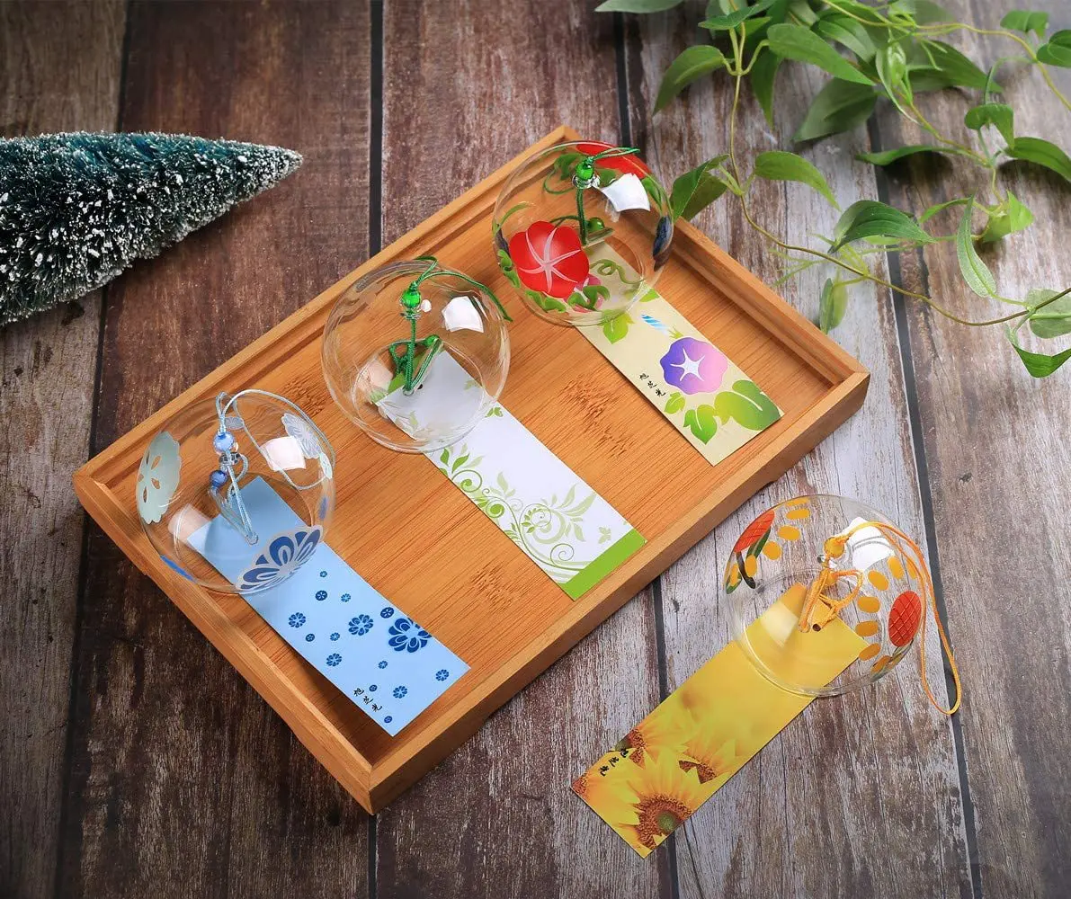 Wholesale Romantic Flower Small Wind Chimes Handmade Glass Japanese Wind Bells