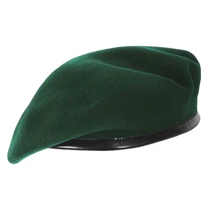 Berets-Ea073 Wholesale Green Color Navy Blue Custom Logo Cap Breathable 100 Wool French Hat Beret For Men