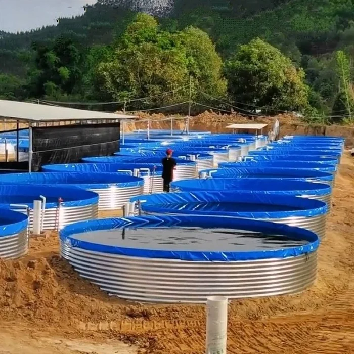 Galvanized steel panel frame PVC lining fish pond aquaculture fish farming tank irrigation water storage pond