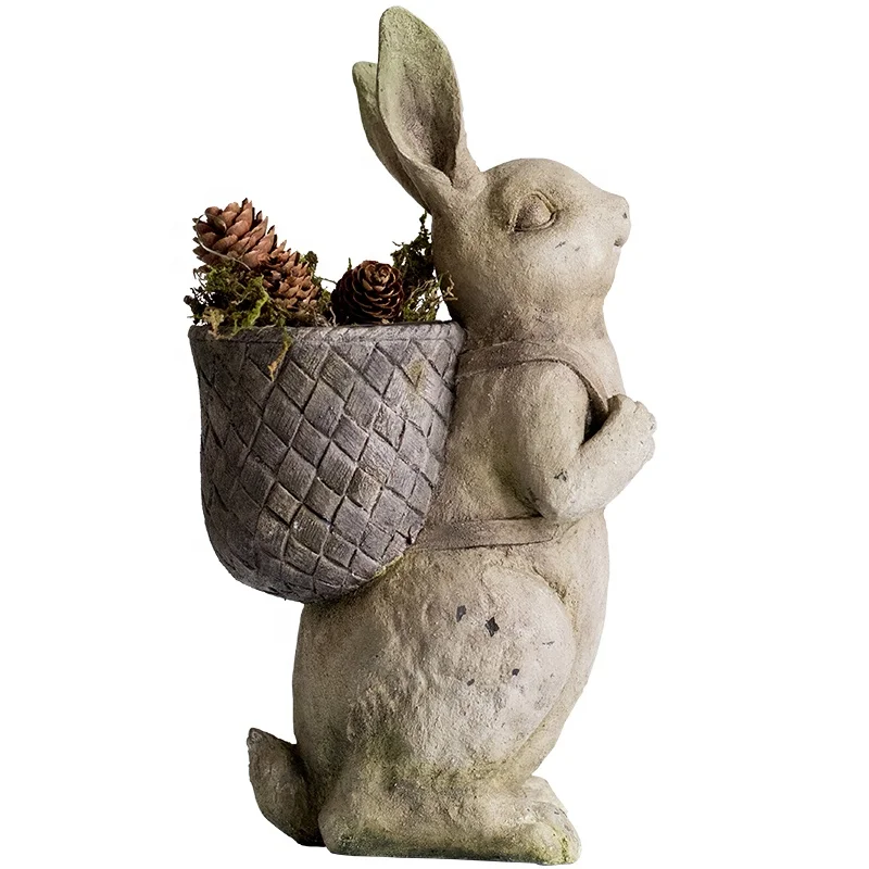 Resin Rabbit Flower Pot Decoration Ornament Retro Doing Old American Country Garden Balcony Ground