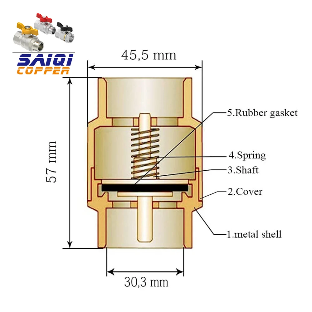 
Brass Check Valve Backflow Preventer with Brass cartridge for Fountain Suction Hose Domestic Waterworks Garden Well pump 